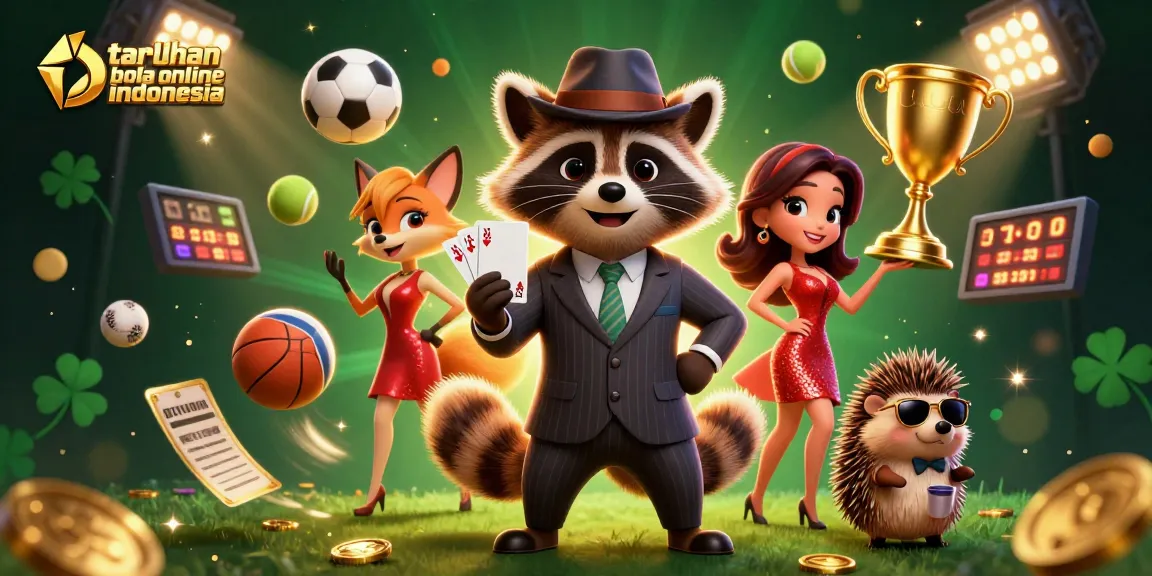Experience taruhan bola online indonesia with an engaging scene of sports betting characters and dynamic elements.