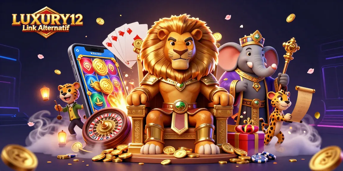 Experience thrilling gameplay on LUXURY12 Link Alternatif with a vibrant casino illustration featuring exciting elements.