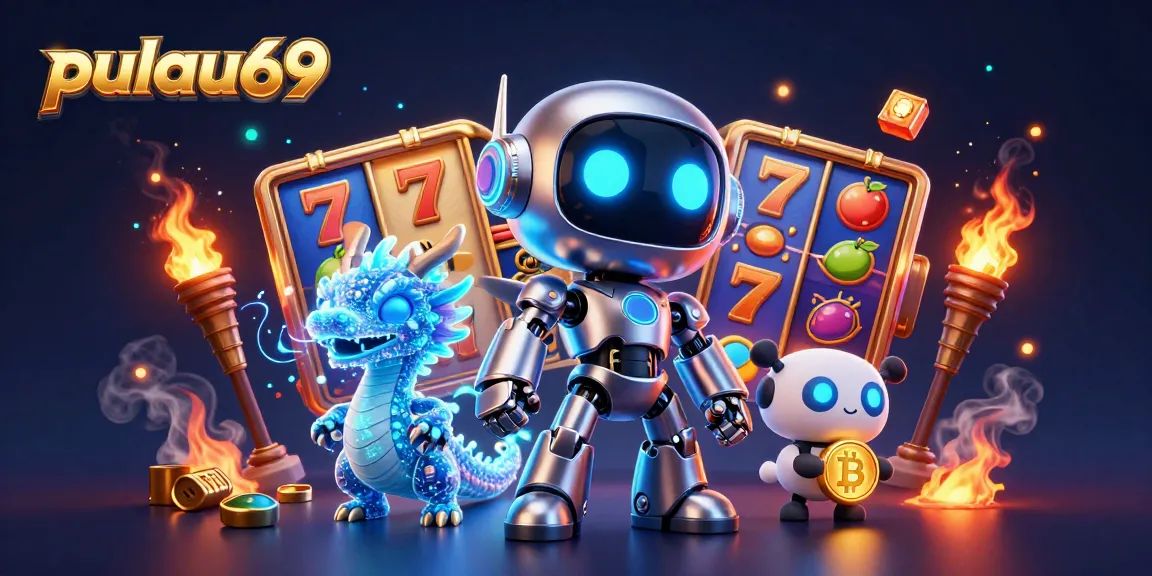 Join pulau69 for an exhilarating slots experience with vibrant robot characters and dynamic game elements.