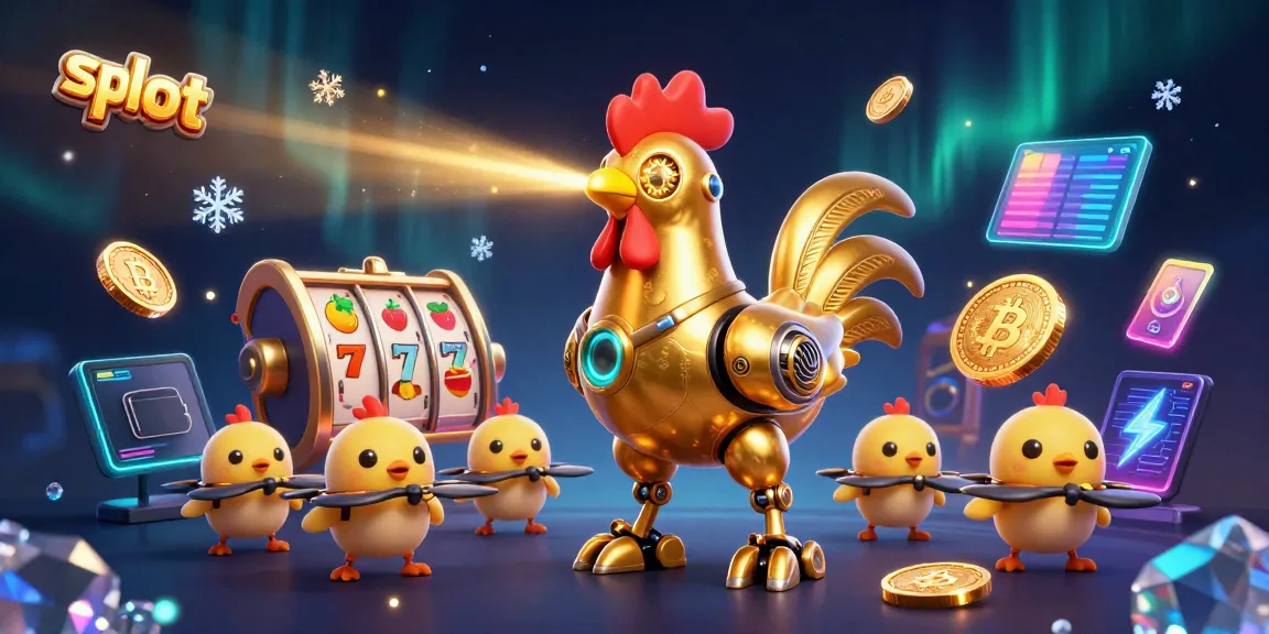 Slot modern dengan simbol keberuntungan dan robot emas untuk permainan menarik.