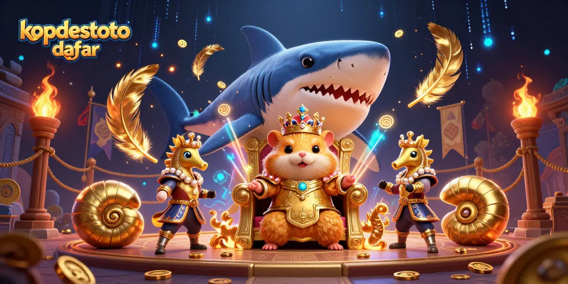 Experience kopdestoto daftar in an epic 3D casino battle featuring a hamster king and seahorse guards.