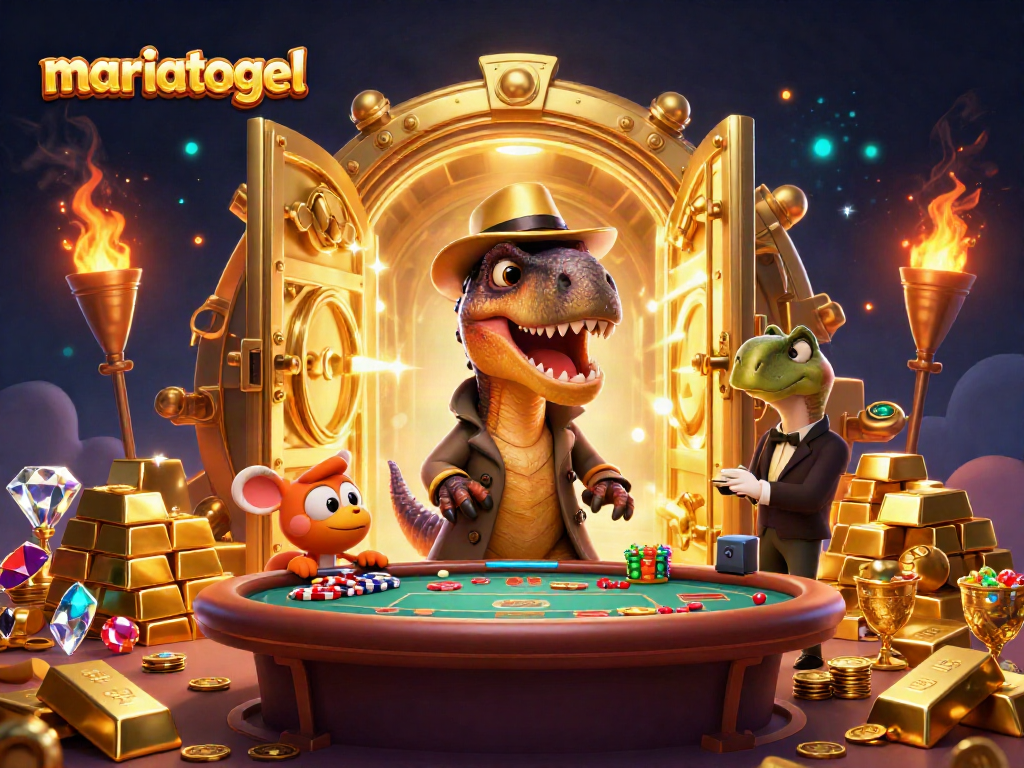 Experience excitement at mariatogel as a velociraptor card counter interacts with a suspicious pit boss.
