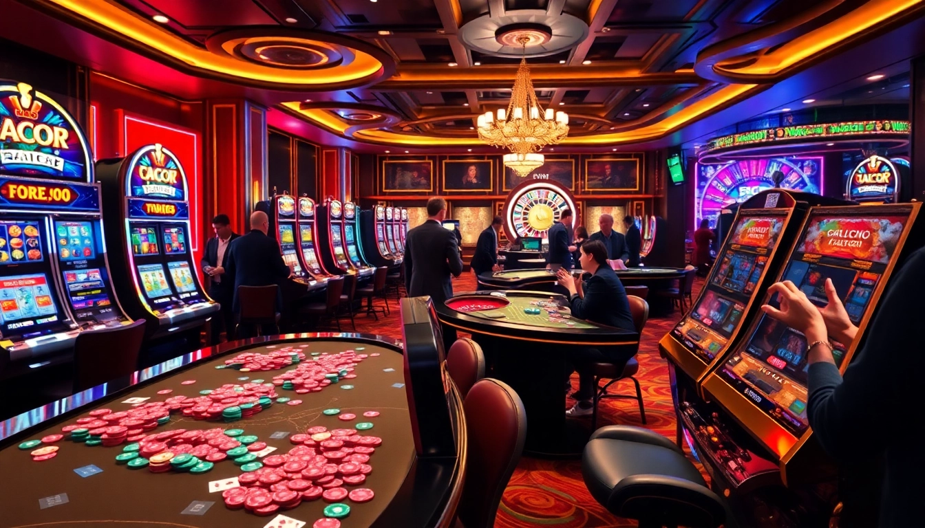 Experience the excitement of Slot Gacor with players celebrating wins in a luxurious casino setting.