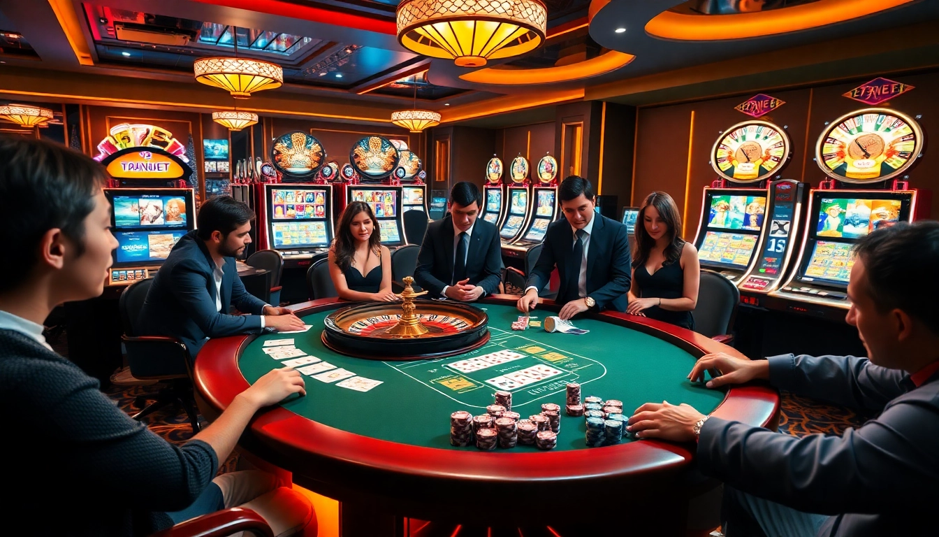 Excited players engaging in a high-stakes game at 789BET casino table.