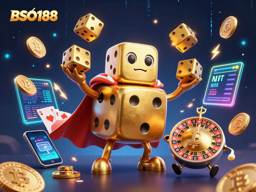 BSO188 showcases vibrant, engaging digital art with animated dice and crypto elements.