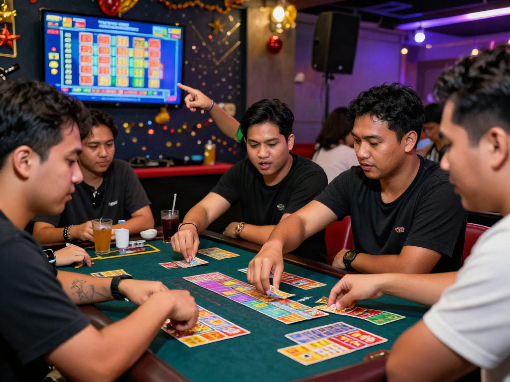 Suasana permainan bandar toto togel yang seru dengan teman-teman di malam game