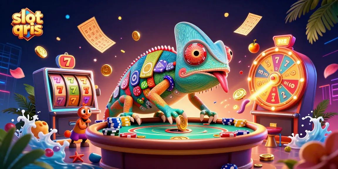 Experience the excitement of slot qris with a vibrant 3D casino scene featuring dynamic characters and elements.