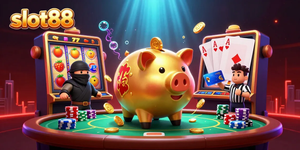 Engage with the vibrant slot88 world of fun featuring a dynamic casino scene with unique characters.