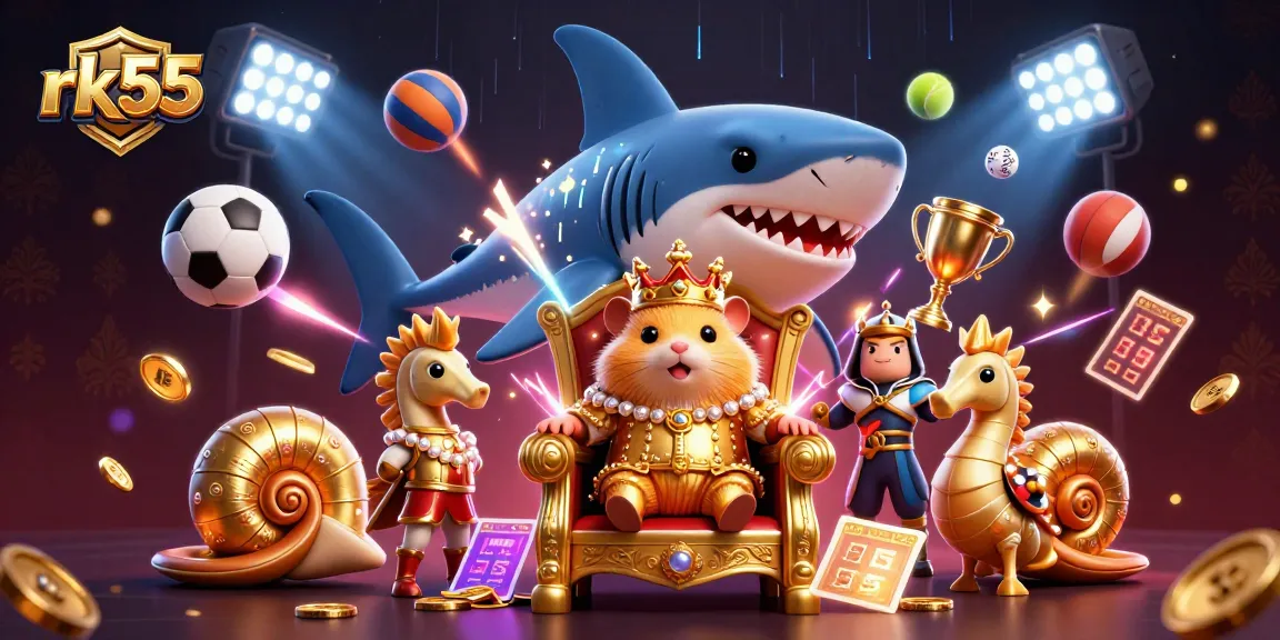 Engage with rk55's immersive play as a golden hamster king rules over a vibrant casino scene.
