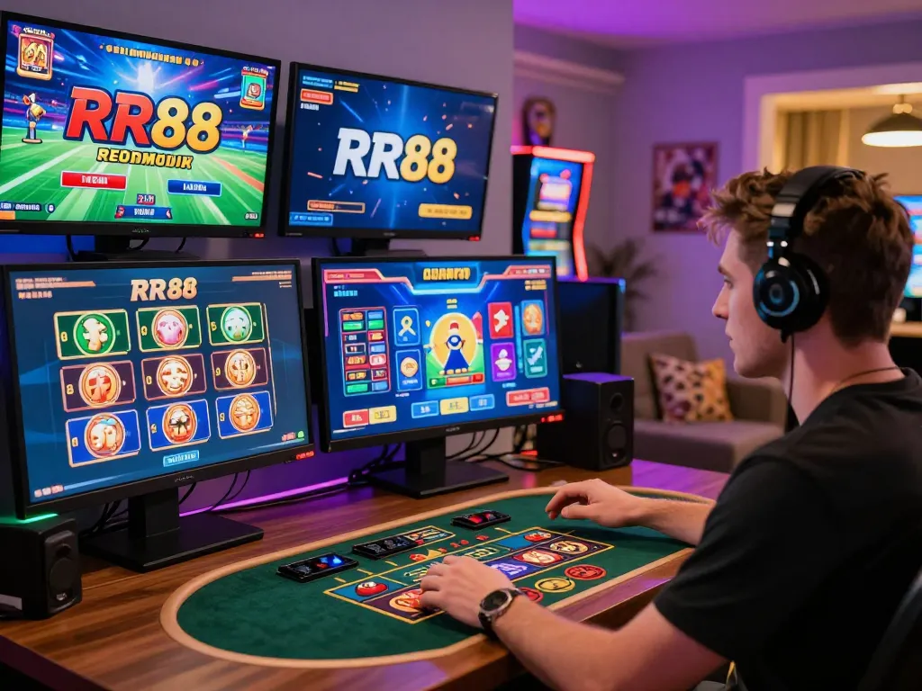 Engaged player enjoying RR88 online betting games in a dynamic setting.