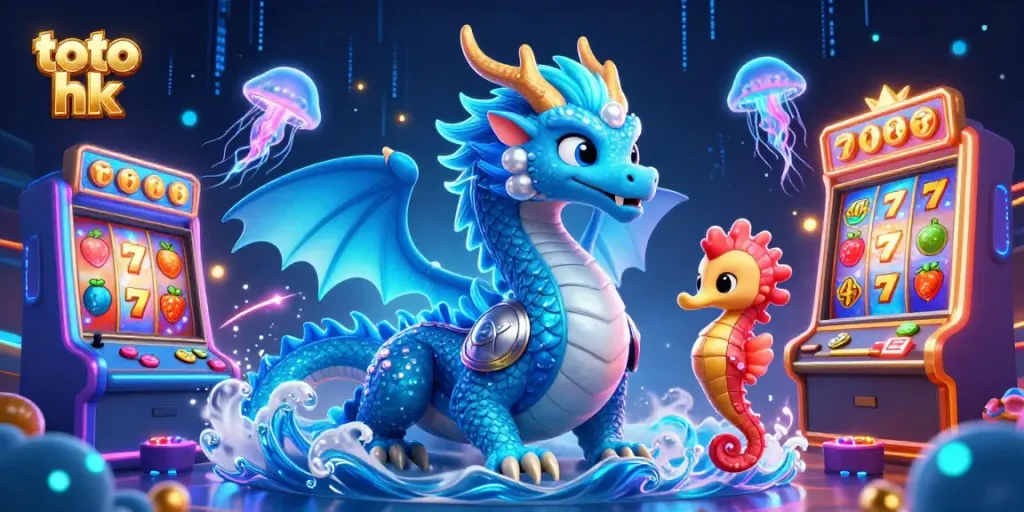 Menangkan slot dengan toto hk dalam ilustrasi kasino vibrant dan berwarna.