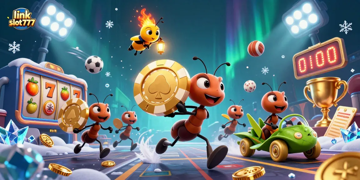 Engage with link slot777 as a team of animated ants stages a dynamic casino heist scene.