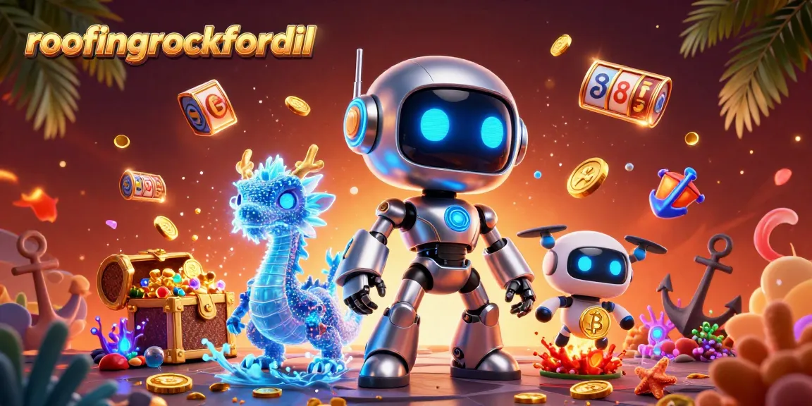 Engage with the vibrant world of roofingrockfordil through animated casino elements and a futuristic scene.