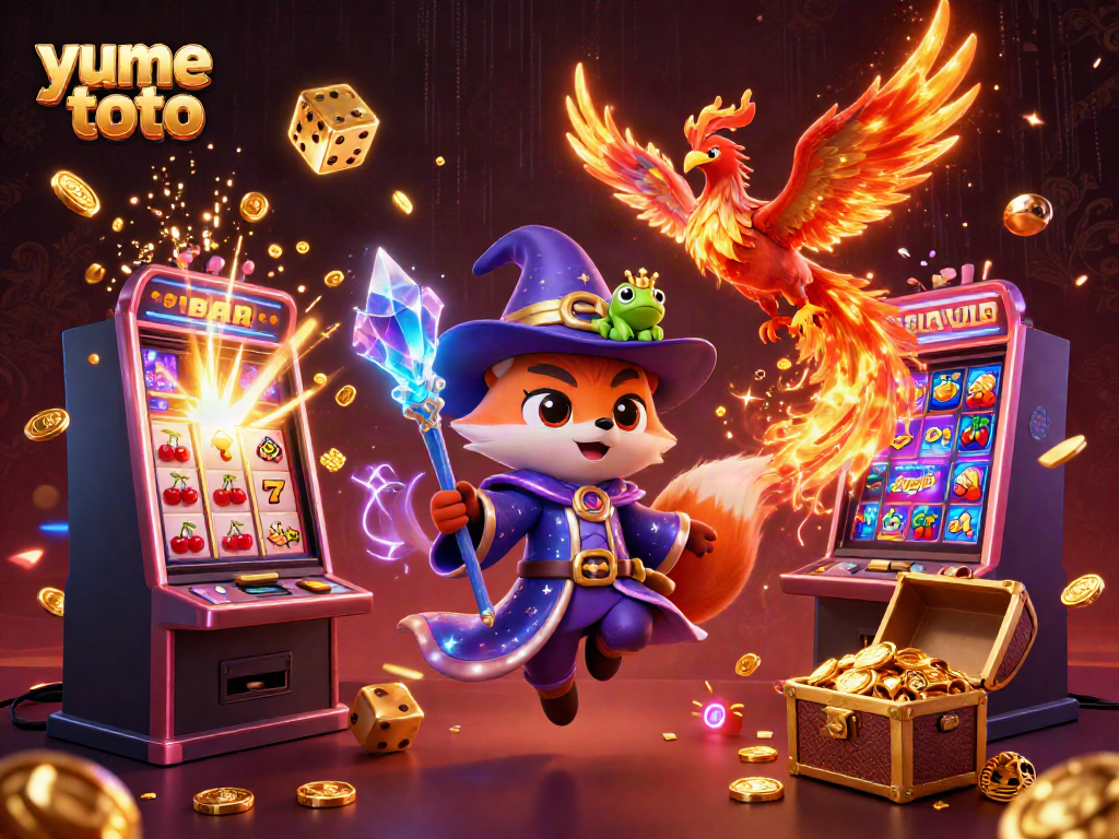 Experience magical moments with yume toto in a vibrant 3D slot machine jackpot scene.