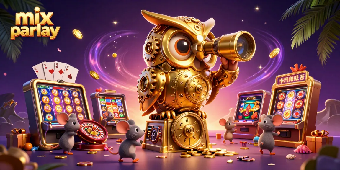 Menangkan mix parlay dengan ilustrasi kasino yang penuh warna dan elemen permainan yang menarik.