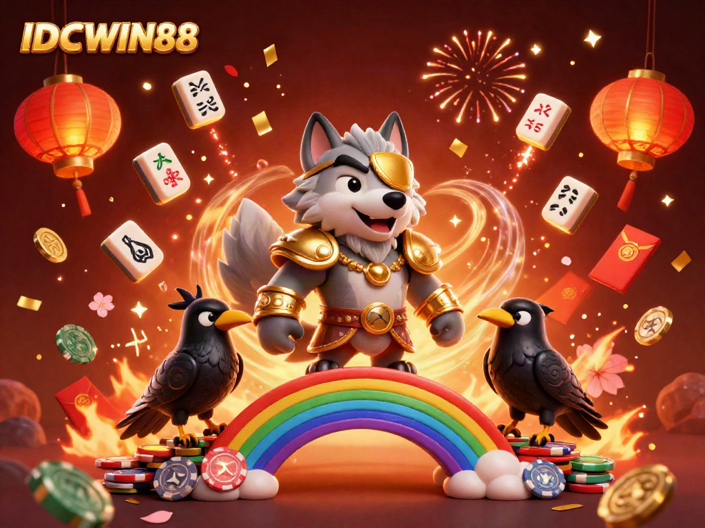 Experience the excitement of IDCWIN88 with vibrant Norse mythology elements amidst dazzling casino visuals.