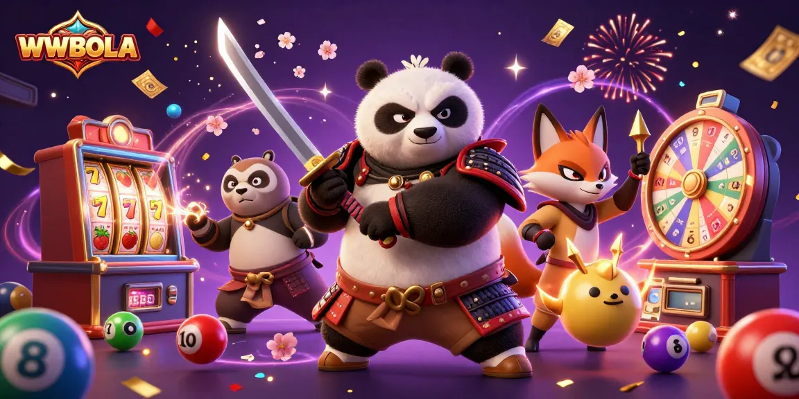 Menggandakan keberuntungan di WWBOLA dengan samurai panda dan elemen lotere yang berwarna-warni.