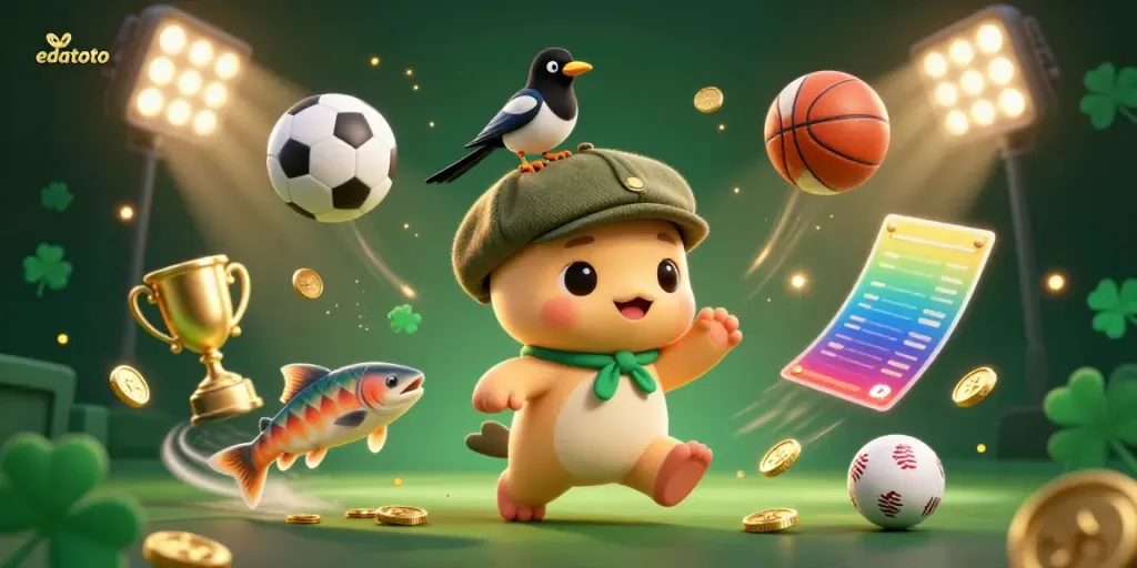 Bet on edatoto’s thrilling sports results featuring a cute baby Nessie and animated elements.