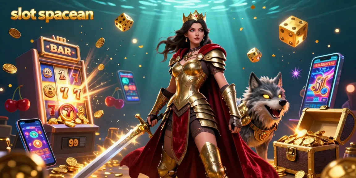 Engage in the thrilling slot spaceman experience with a dynamic 3D illustration of action-filled casino elements and characters.