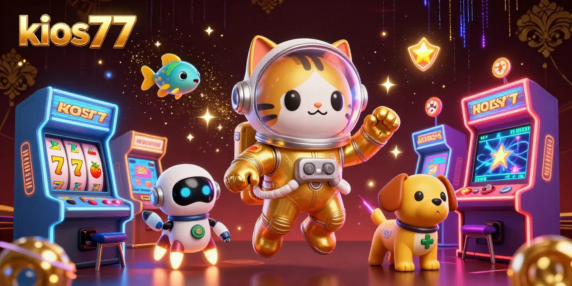 Engage with kios77 as the astronaut cat and robot dog navigate a dynamic casino-inspired galaxy.