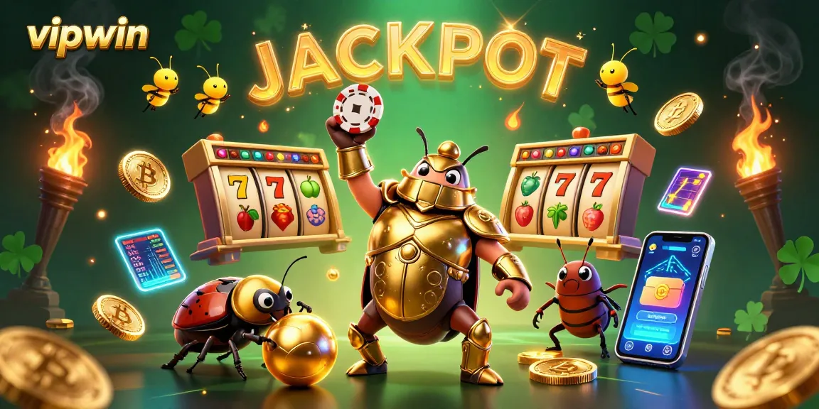 Engage with vipwin's lively slot gaming scene featuring characters in a victorious casino moment.