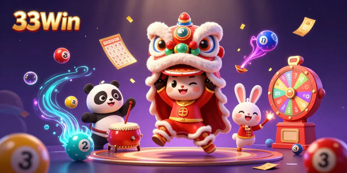 Engage with 33Win's vibrant casino gaming experience featuring a lively lion dance.