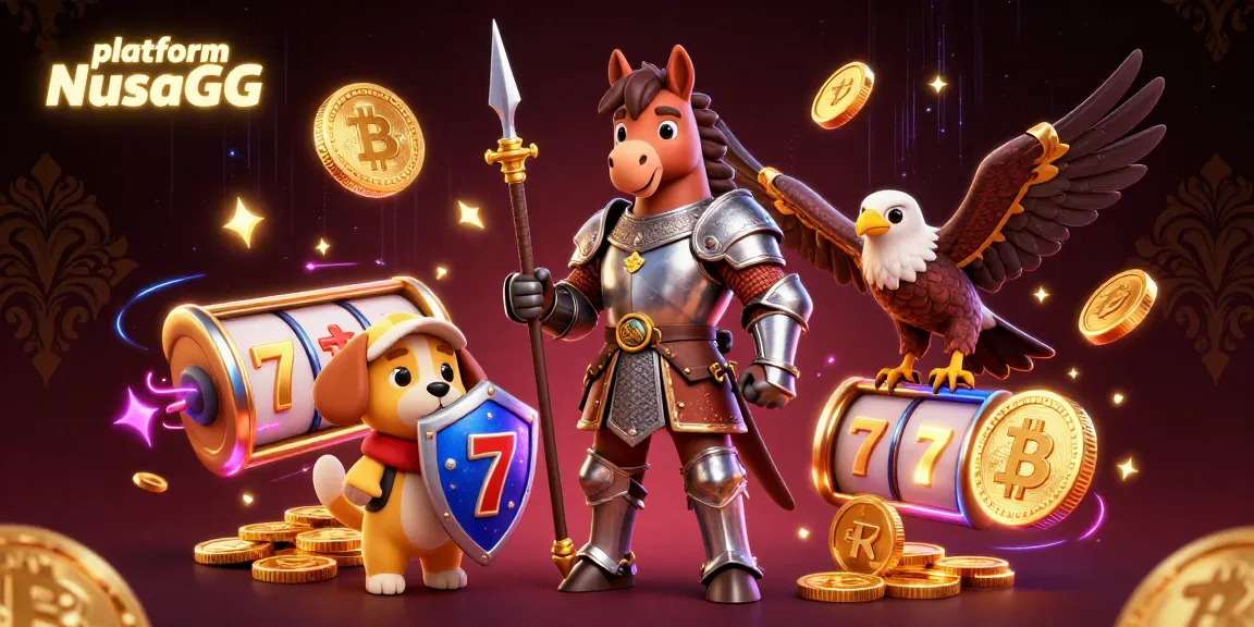 Engage in exciting gaming with platform NusaGG featuring medieval characters and slot elements.