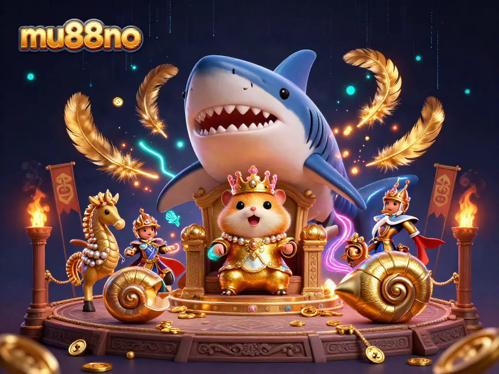 Win exciting rewards with mu88no's vibrant casino atmosphere featuring a golden hamster king!