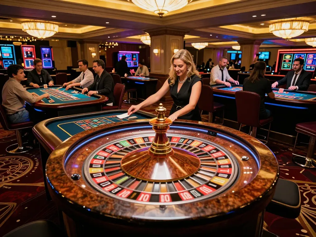 Experience thrilling bets at https://hi88.casino/ with players engaged around a lively roulette table.