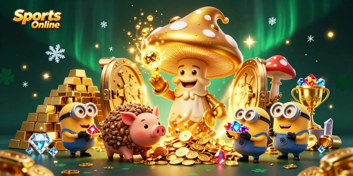 Betting with Sports Online in a 3D fantasy realm with gold treasures and magical elements