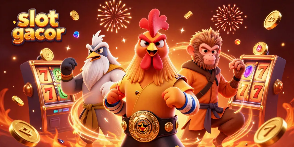 Experience vibrant slot gacor action with dynamic characters and casino-themed elements in this captivating illustration.