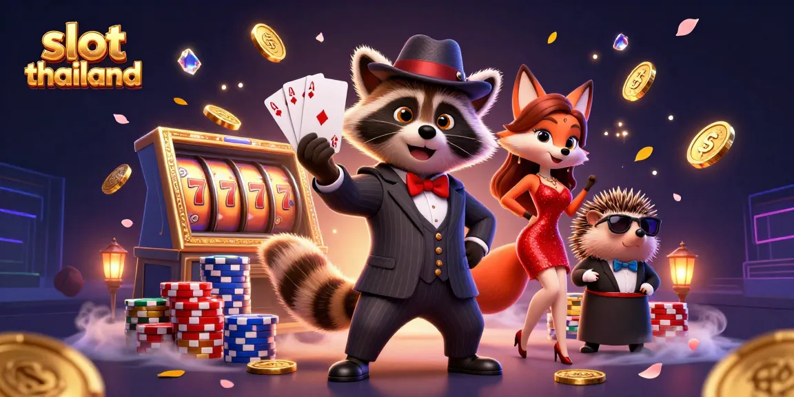 Experience the excitement of slot thailand with vibrant characters and dynamic casino elements in a captivating scene