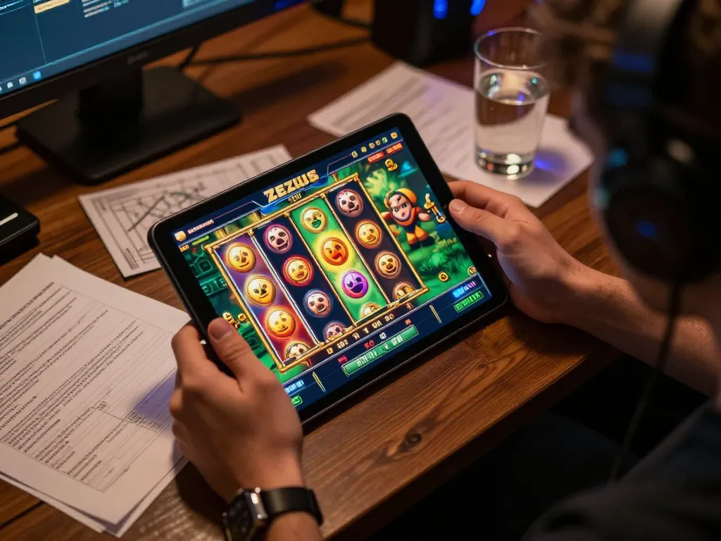 ZEUS222 player engaging with exciting online slot game depicting Zeus, showcasing vibrant graphics and dynamic gameplay.
