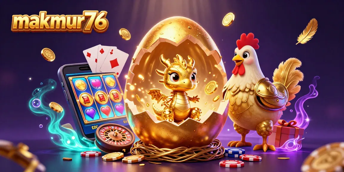 Experience thrilling gameplay at makmur76 with a golden dragon and dynamic casino elements.