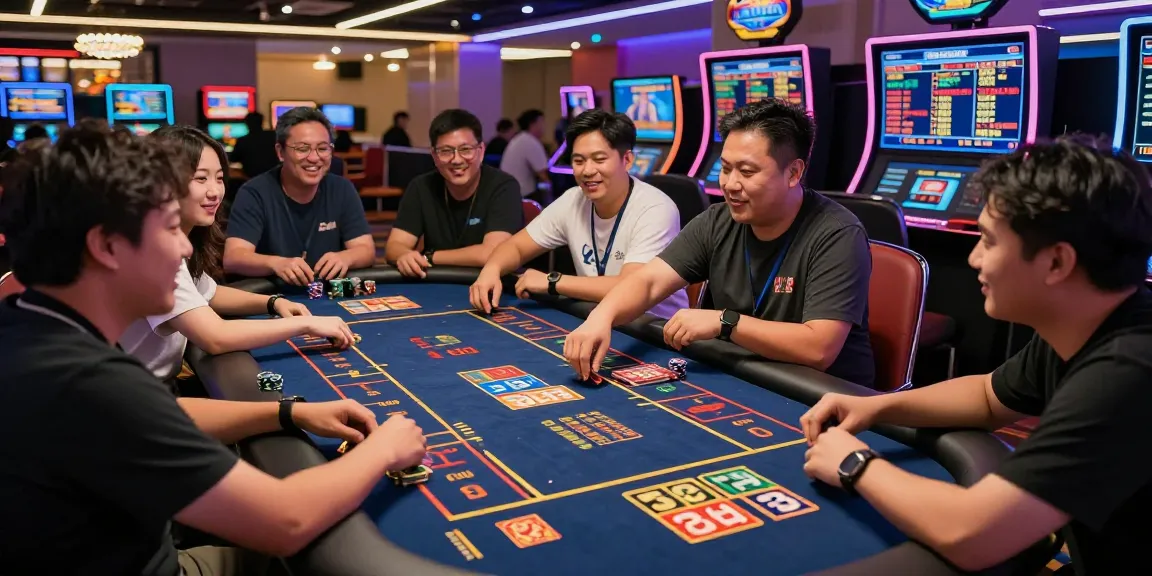 Pengalaman bermain situs togel yang seru dengan peserta bersemangat di meja permainan.